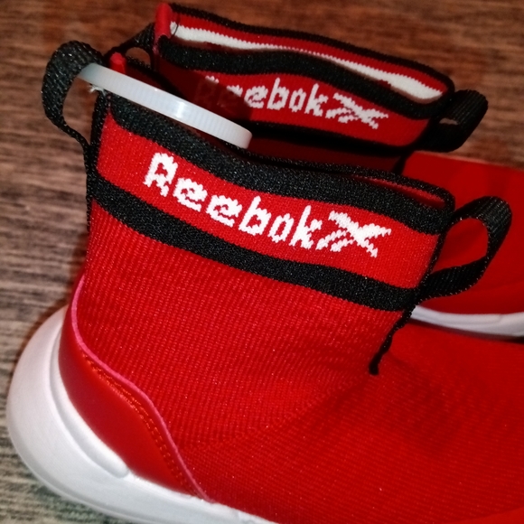 🆕 Reebok | Kids Red Pull On Sock Liner Sneakers Size 8 - Picture 5 of 12
